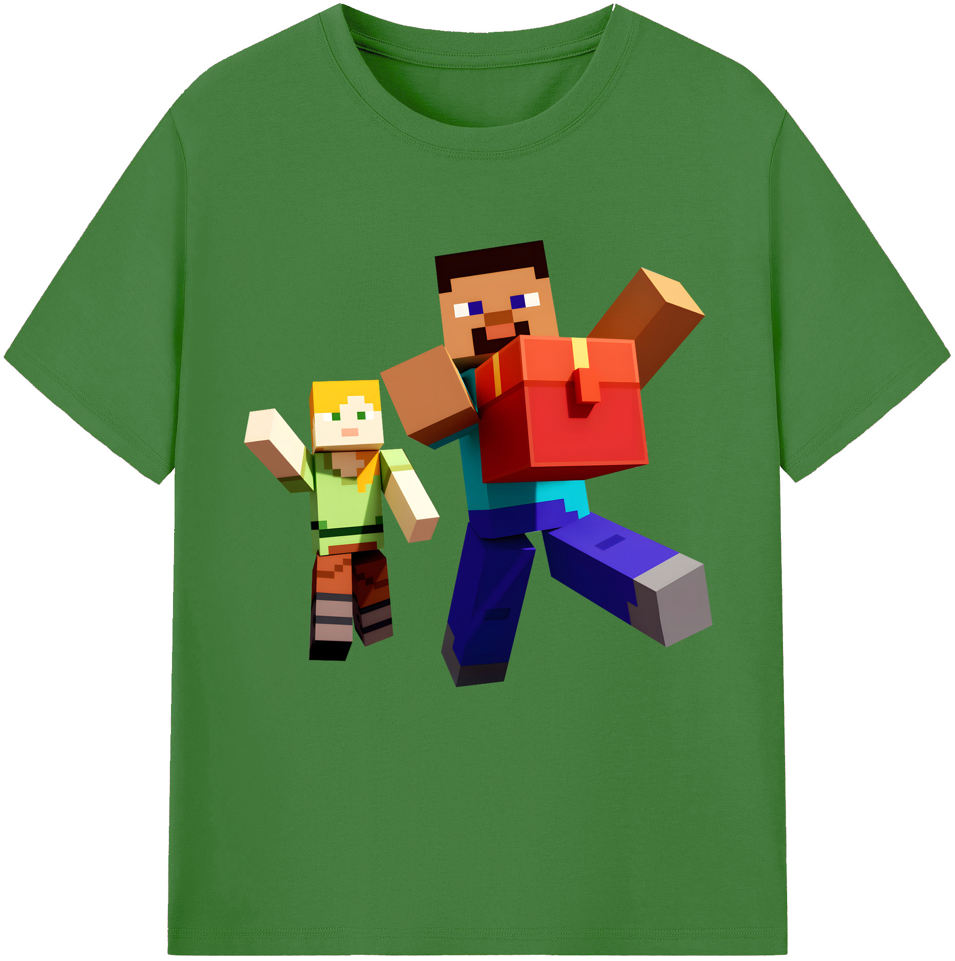（画像用） マインクラフト ブロックの世界 Minecraft MC Block world レディースカジュアルプリントTシャツ（綿100％）